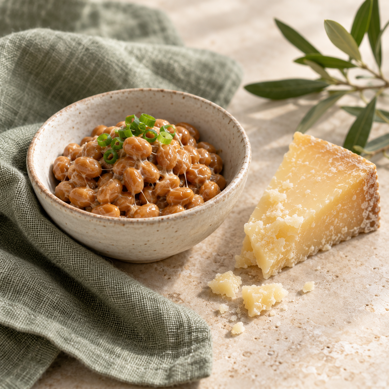 Natto and aged cheese for vitamin K2 education